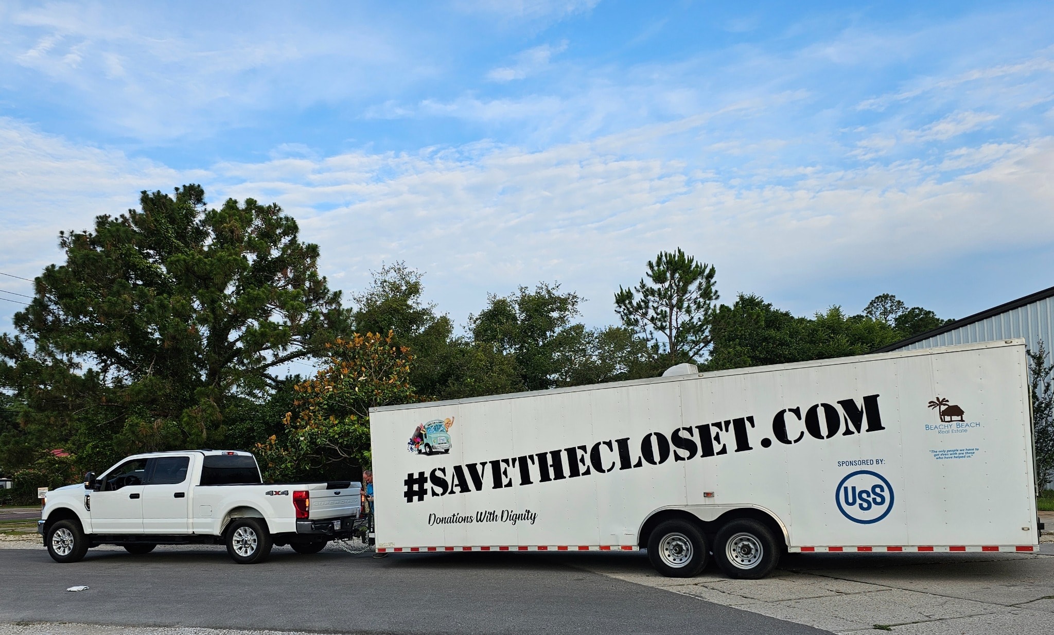 Save The Closet donations with dignity trailer