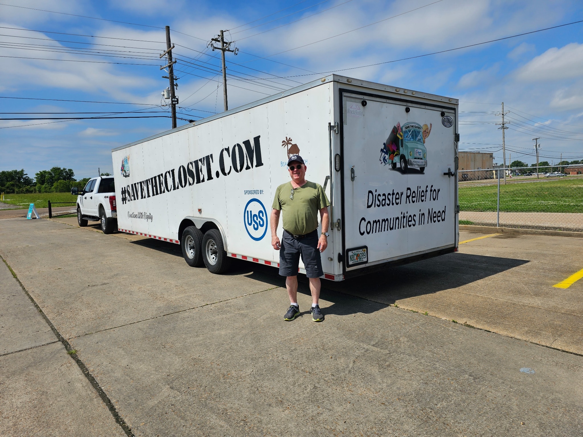 Save The Closet branded disaster relief trailer