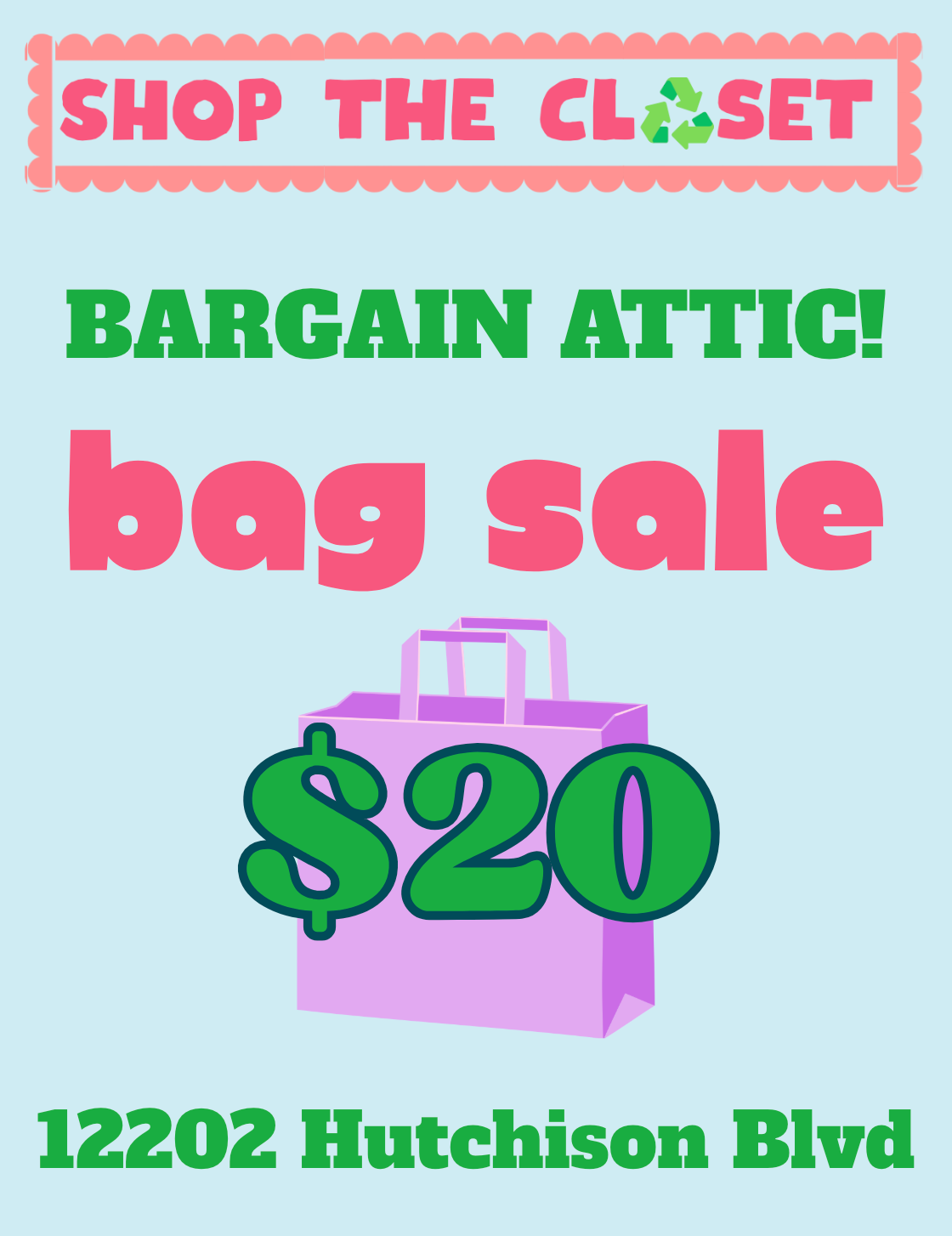 Bargain Attic $20 bag sale at Shop The Closet Panama City Beach