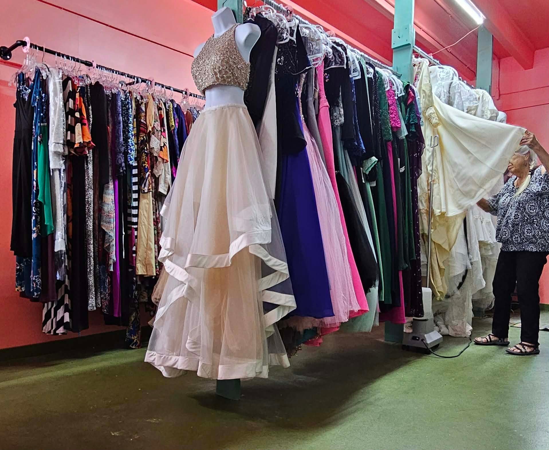 Formal gown display at Shop The Closet Panama City